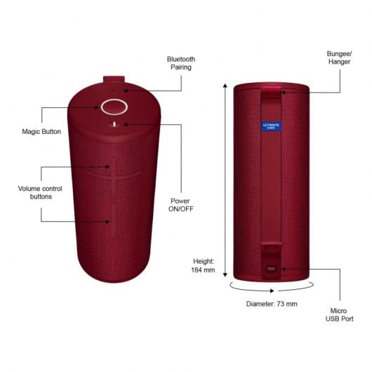 Ultimate Ears Boom 3 - Enceinte sans fil rouge