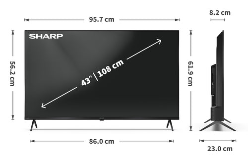 TV QLED Sharp 43" 43HP5265E 4K UHD, Google TV, Dolby Vision, Smart TV