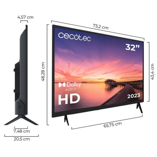 TV LED HD Cecotec serie 32'' 0032S con sistema Dolby, memoria flash, HDMI/USB