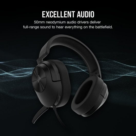 Corsair HS55 Stereo - Auriculares Gaming Multiplataforma con Cable Negros