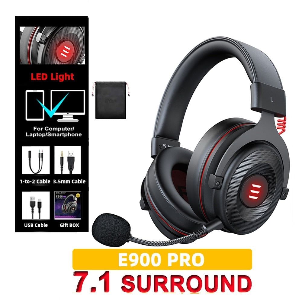 E900/E900 Pro Auriculares Gamer 7.1 Surround para PC con USB/3,5 mm y Micrófono E900 Pro Negro Global 0 | Hifi Media Store