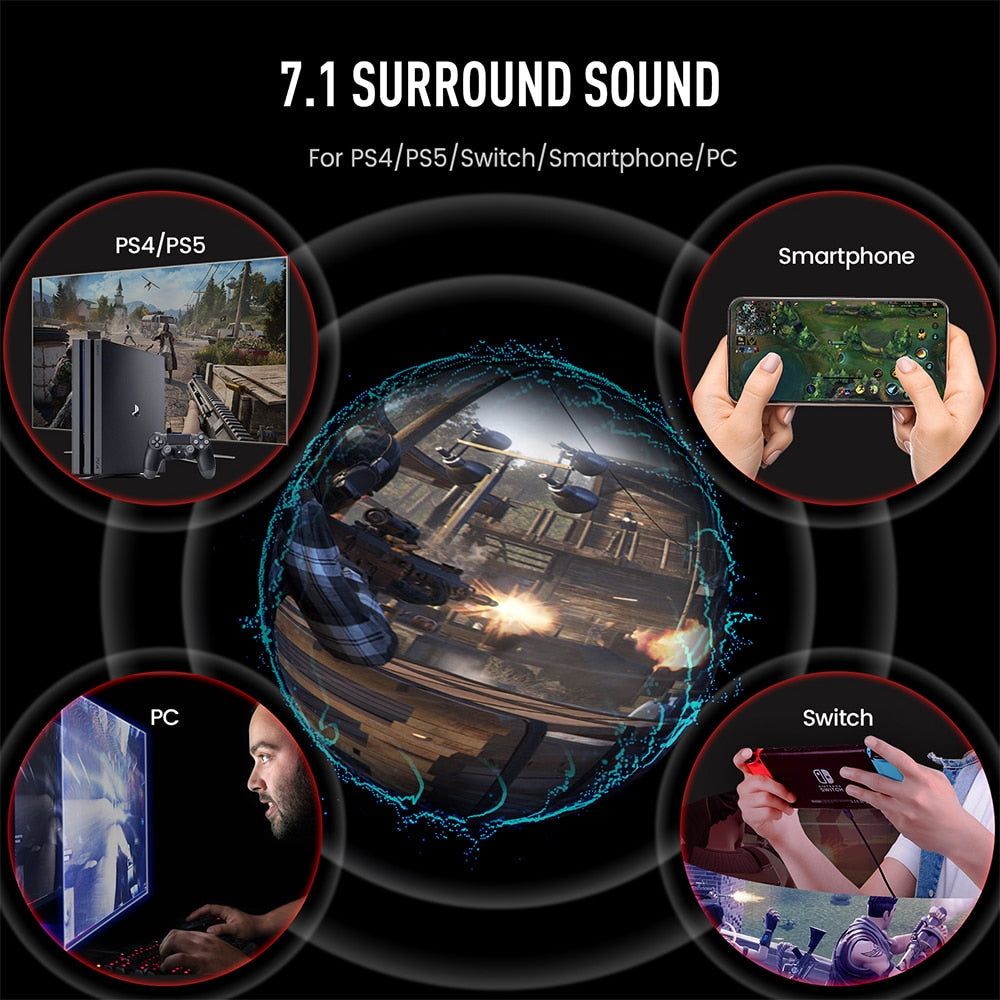E900/E900 Pro Auriculares Gamer 7.1 Surround para PC con USB/3,5 mm y Micrófono 0 | Hifi Media Store