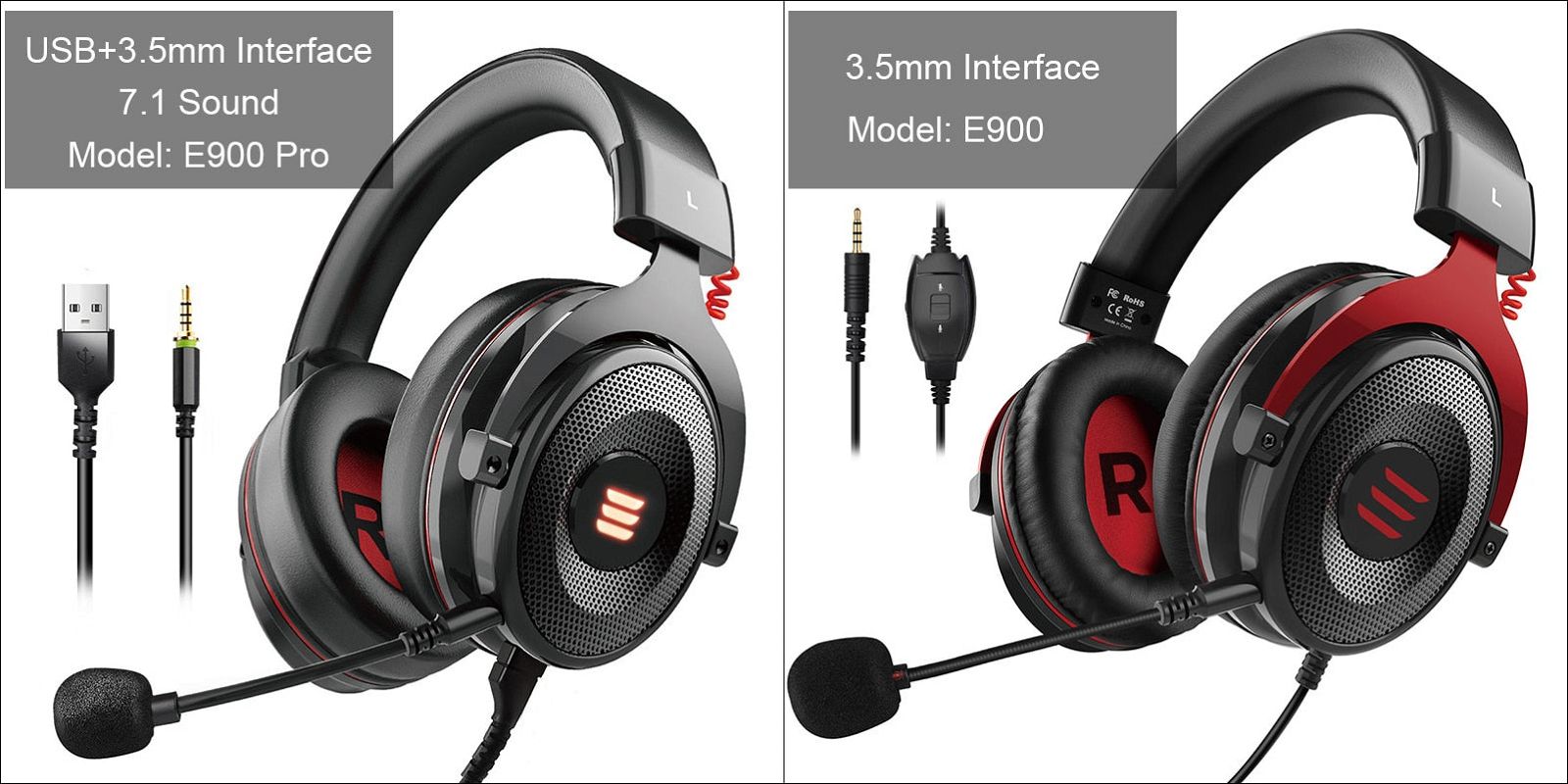 E900/E900 Pro Auriculares Gamer 7.1 Surround para PC con USB/3,5 mm y Micrófono 0 | Hifi Media Store