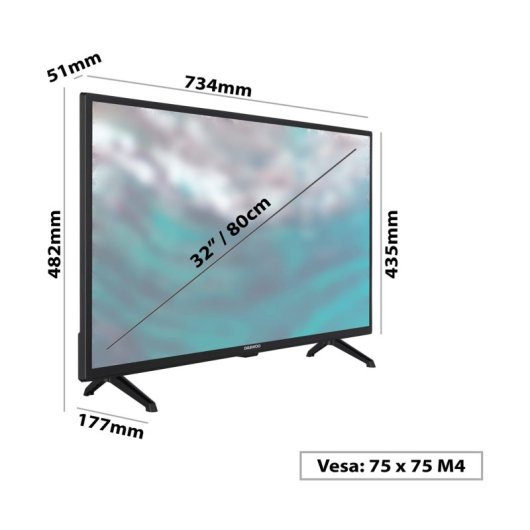 TV LED 32'' DAEWOO 32DM63HA Smart TV, HD Ready, Android 11