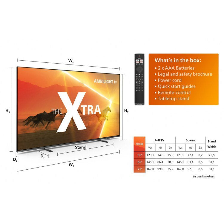 Tv PHILIPS The Xtra 55" 55PML9008/12 Ambilight, MiniLED, Smart TV, 4K Ultra HD, TvOS