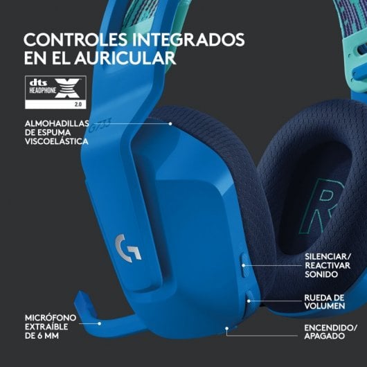 Logitech G733 Lightspeed RGB - Auriculares com Microfone Sem Fios Gaming Azuis