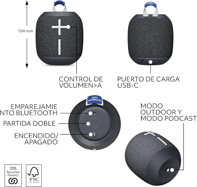 Ultimate Ears WonderBoom 4 - Enceinte Bluetooth Noire