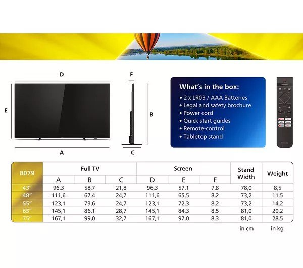 TV Philips 55" 55PUS8079/12 Smart TV, LED Ultra HD 4K, Titan OS, Ambilight, Dolby Atmos