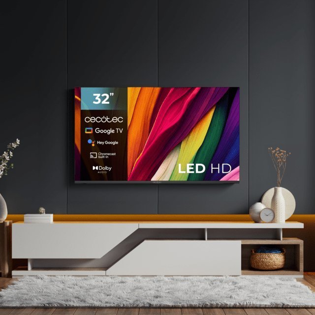 TV LED HD Cecotec serie 32'' ALH40032S, Google TV, Dolby Audio, Google Voice Assistant e Chromecast