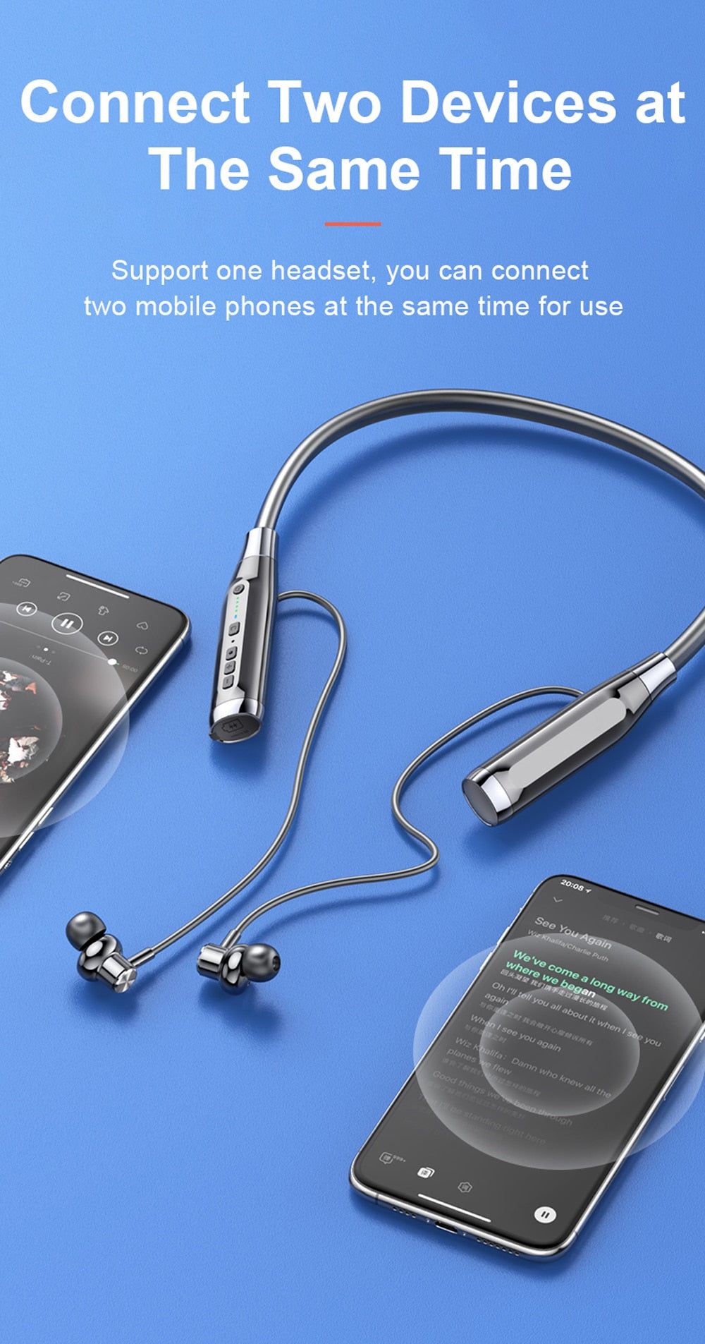 A12 Magnetic Bluetooth Earbuds with Neckband | Hifi Media Store