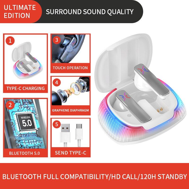 B18 Gaming Earbuds White Global | Hifi Media Store