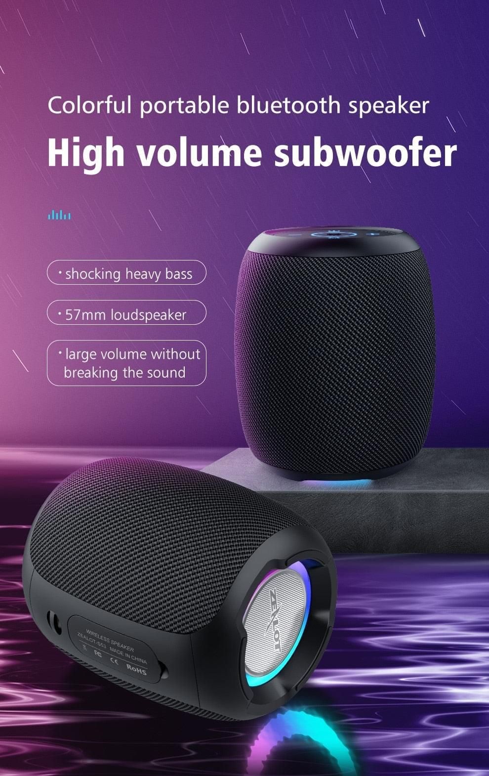 Bluetooth Portable Speaker Model S53 with HIFI Stereo Sound | Hifi Media Store