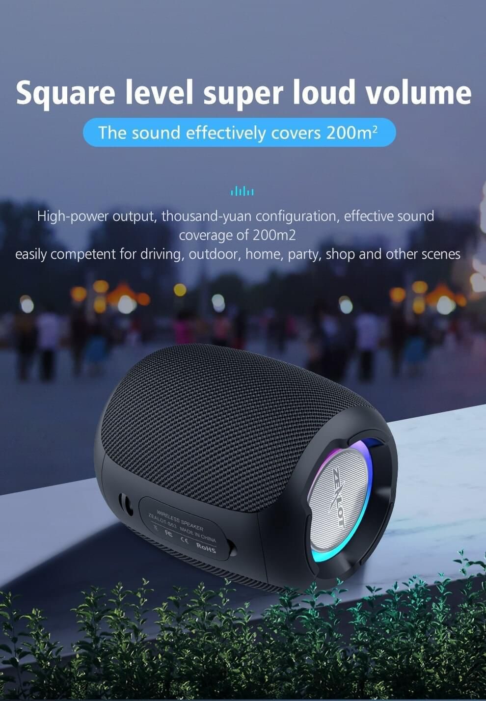 Bluetooth Portable Speaker Model S53 with HIFI Stereo Sound | Hifi Media Store