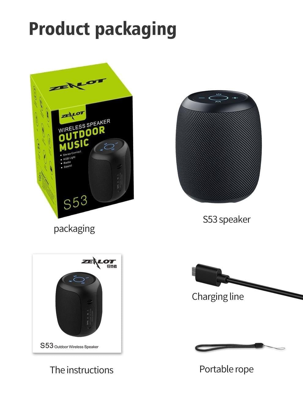 Bluetooth Portable Speaker Model S53 with HIFI Stereo Sound | Hifi Media Store