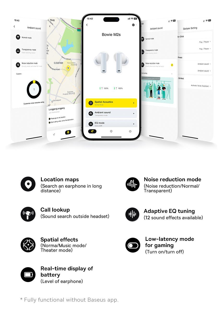 Bowie M2s Bluetooth Earbuds with ANC and Spatial Audio | Hifi Media Store