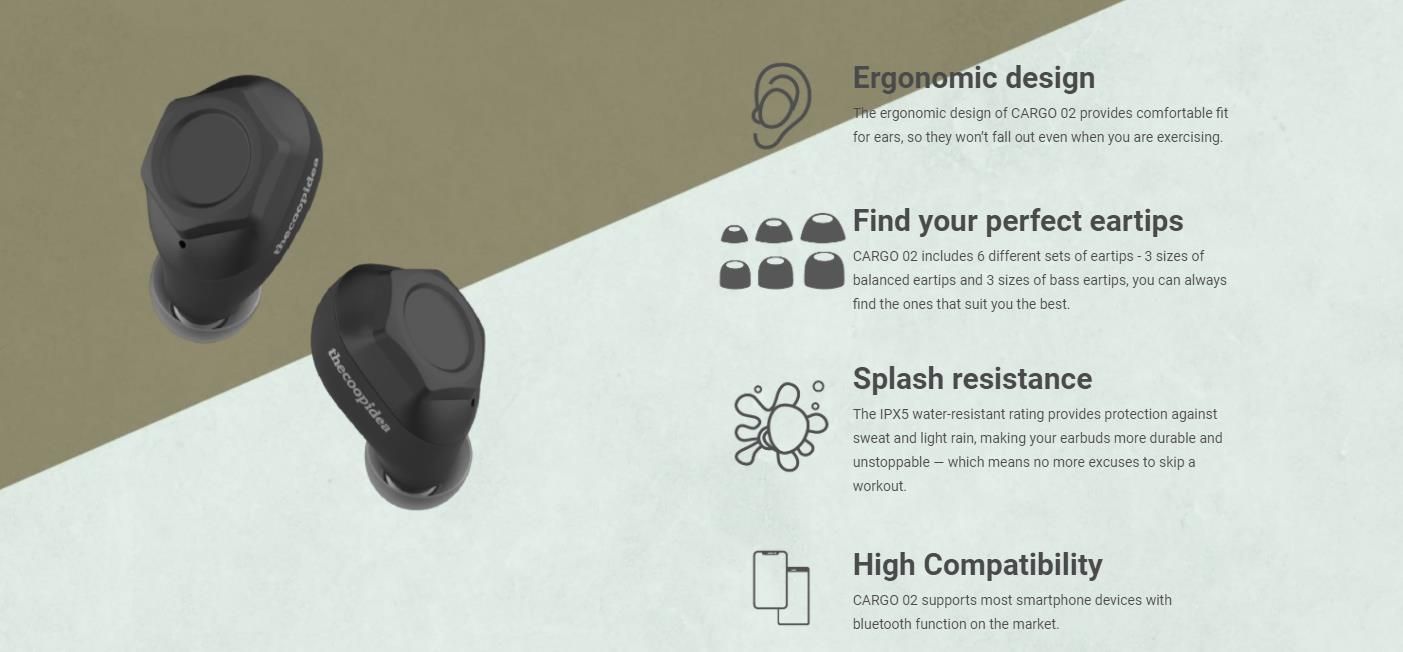 CARGO 02 TWS Bluetooth Earbuds Military Style Design | Hifi Media Store