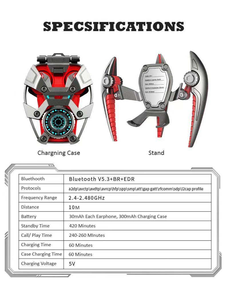 CD-3 TWS Bluetooth earbuds with Mecha design | Hifi Media Store
