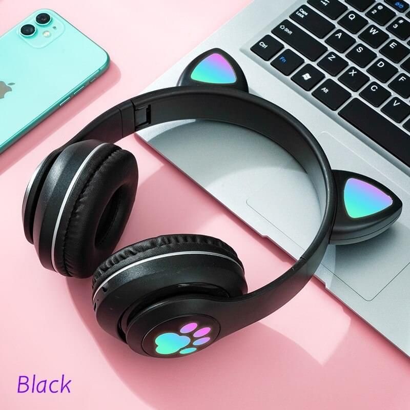 Cat Wireless Headphone model AKS28 With LED RGB AKS28-black Global | Hifi Media Store