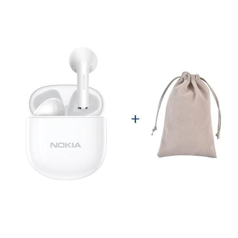 E3110 TWS Earbuds with Noise Reduction E3110 White and Bag | Hifi Media Store