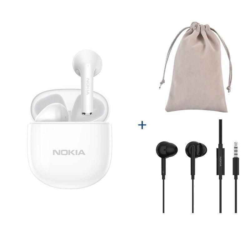 E3110 TWS Earbuds with Noise Reduction White a E2102A and Bag | Hifi Media Store