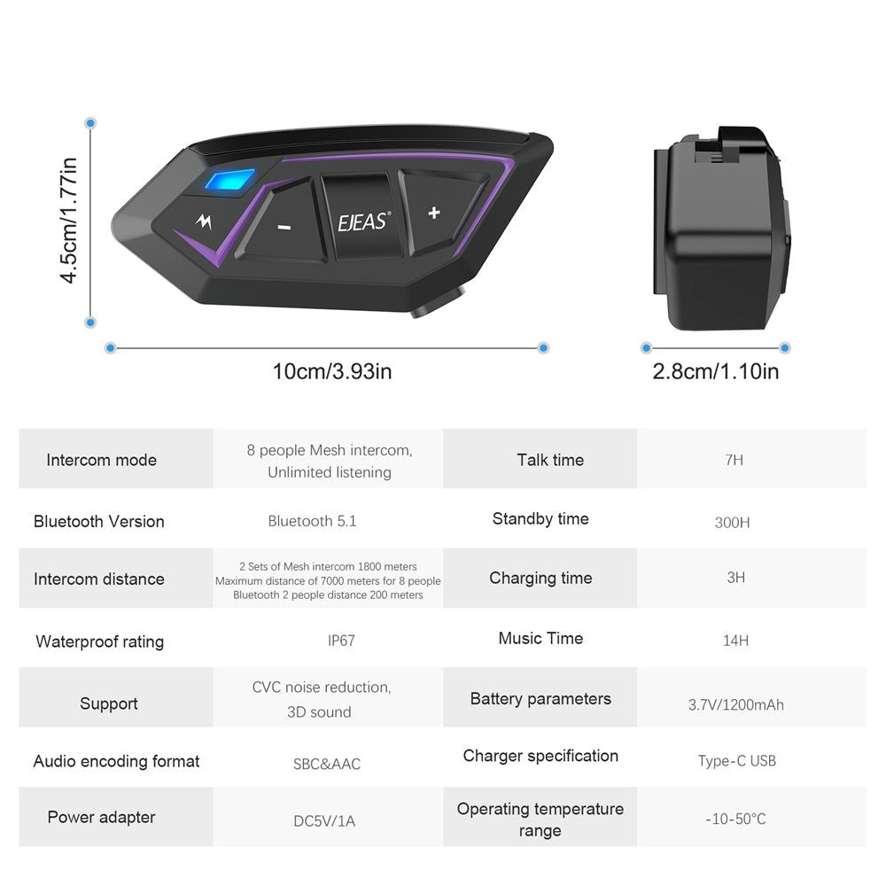 EJEAS MS8 Intercomunicador para Moto con Tecnología de Malla | Hifi Media Store