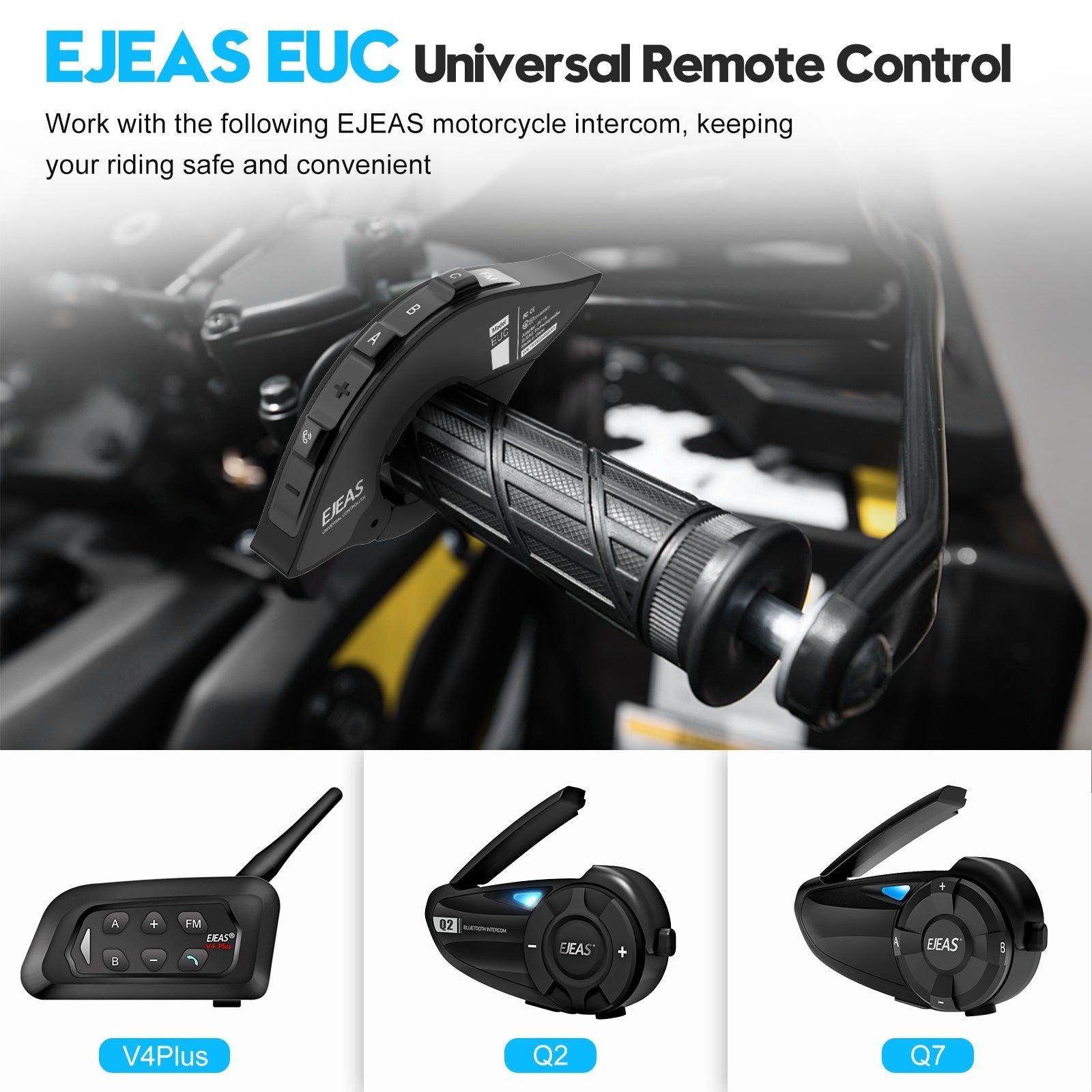 EJEAS V7 Intercomunicador Bluetooth para Moto con Control Remoto | Hifi Media Store