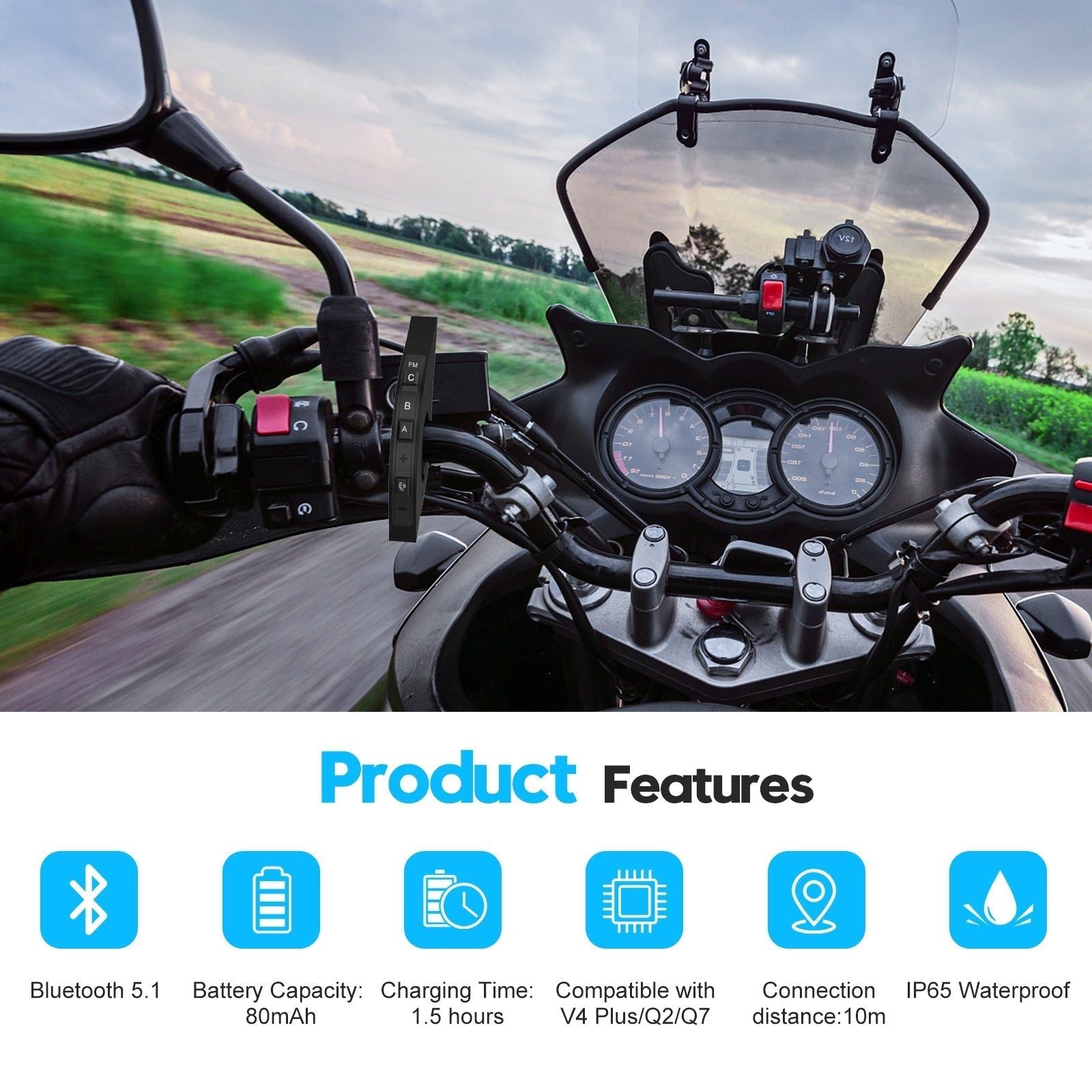 EJEAS V7 Intercomunicador Bluetooth para Moto con Control Remoto | Hifi Media Store