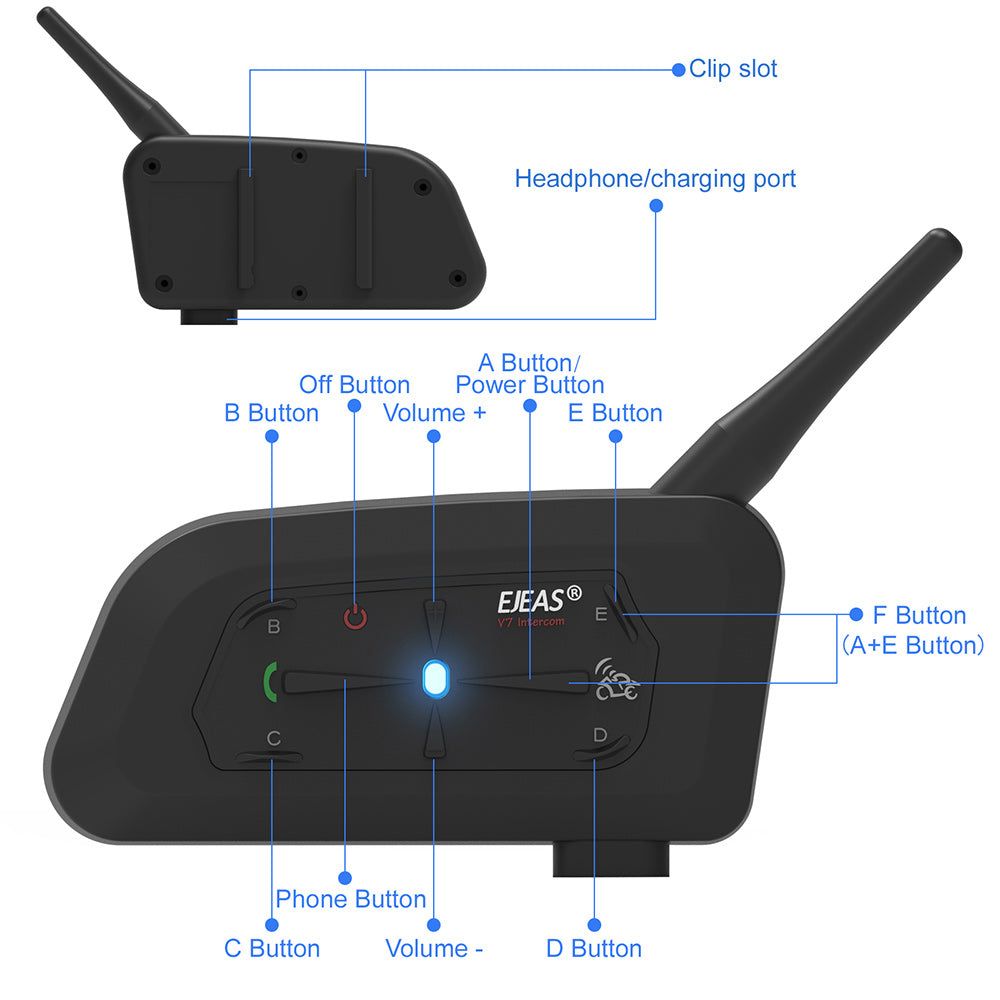 EJEAS V7 Intercomunicador Bluetooth para Moto con Control Remoto | Hifi Media Store