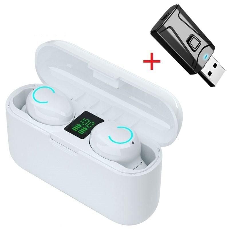 F9-13 Earbuds with Bluetooth Adaptor F9-13 White with adaptor Global | Hifi Media Store