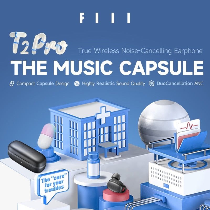 FIIL T2 Pro Bluetooth Earbuds with Dual-Mic and Hybrid ANC | Hifi Media Store