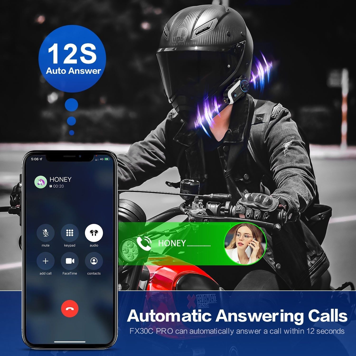 FX30C Pro Motorcycle Intercom with 1080P Camera HD | Hifi Media Store