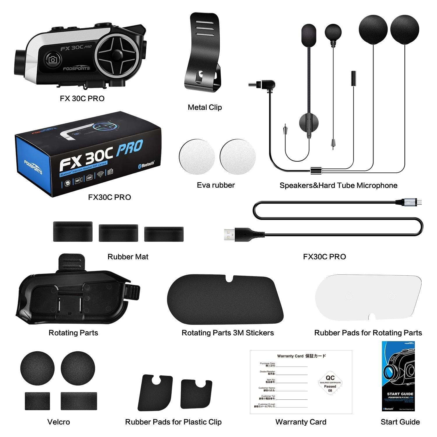 FX30C Pro Motorcycle Intercom with 1080P Camera HD Default Title | Hifi Media Store