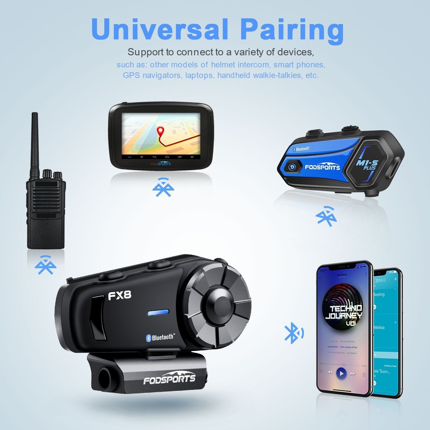 FX8 Bluetooth Motorcycle Intercom | Hifi Media Store