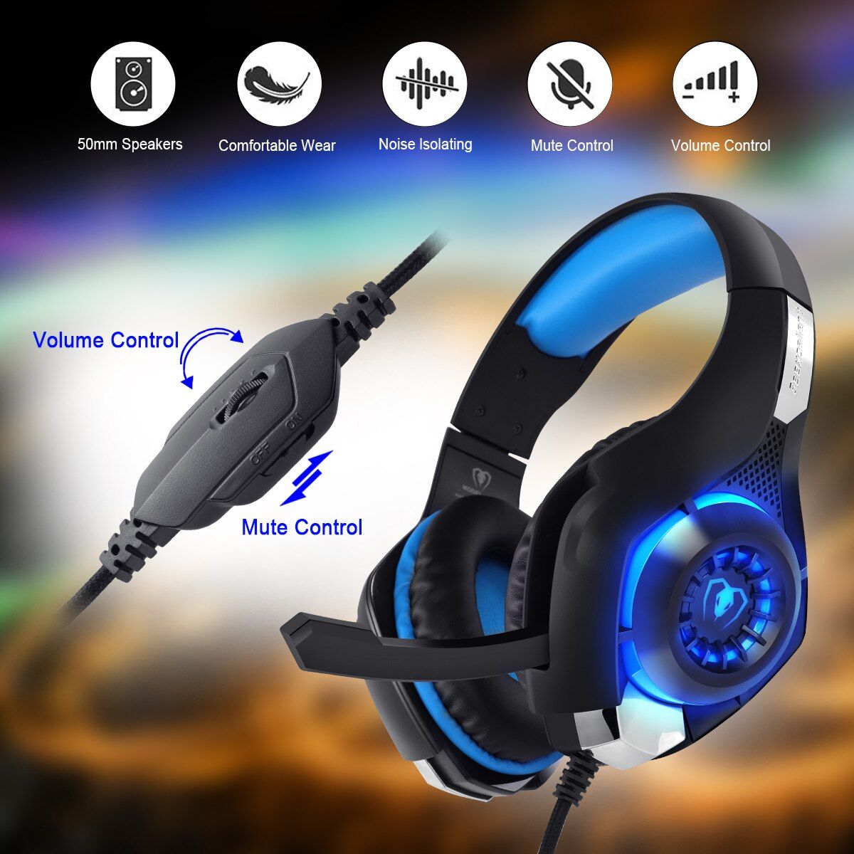 GM-1 Gaming Headset With Surround Stereo Sound With LED Lights | Hifi Media Store