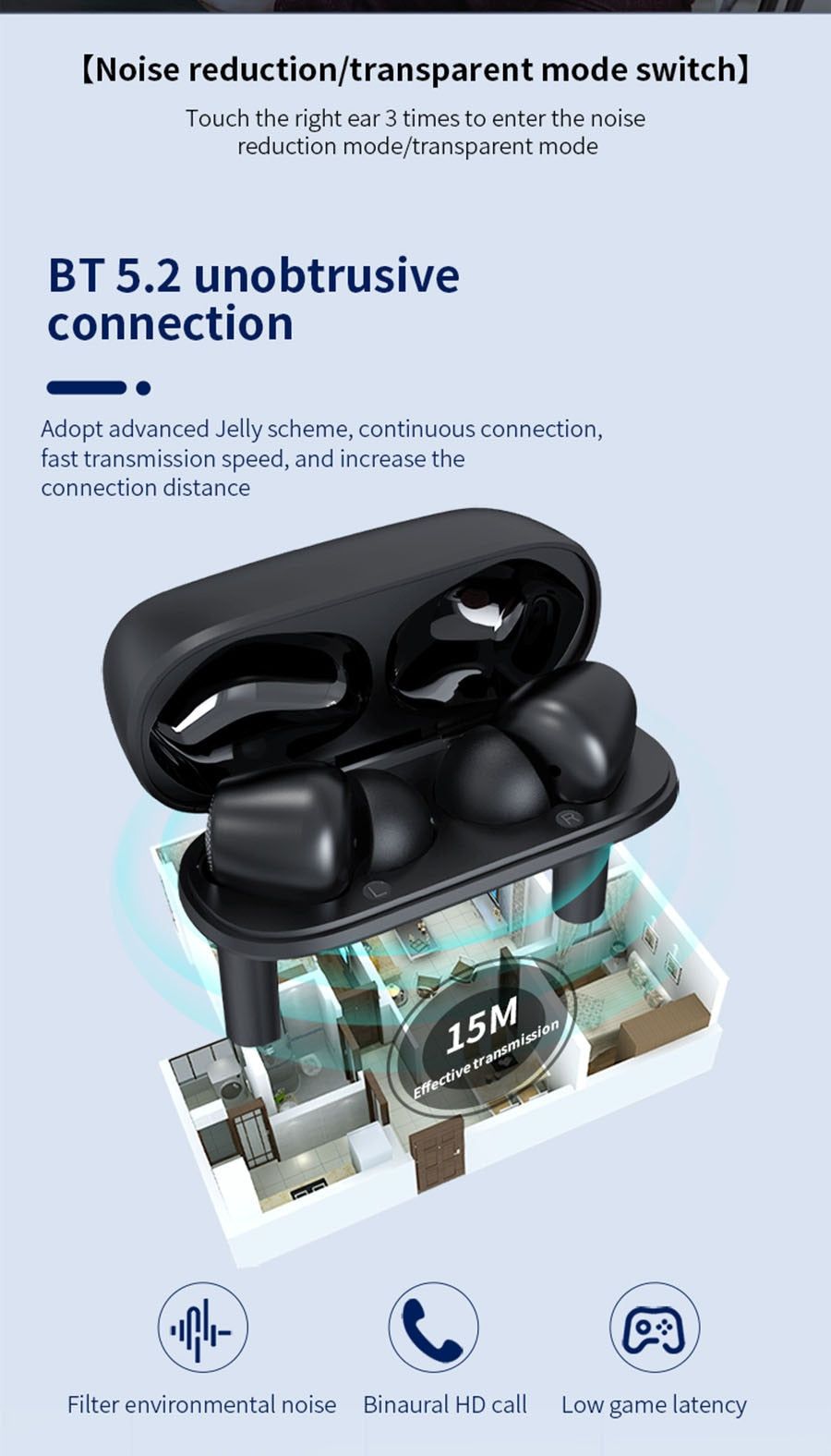 J8 TWS Bluetooth Earbuds with Active Noise Cancelling | Hifi Media Store