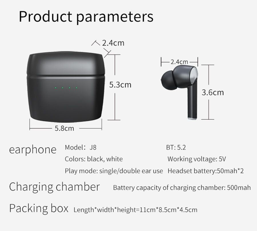 J8 TWS Bluetooth Earbuds with Active Noise Cancelling | Hifi Media Store