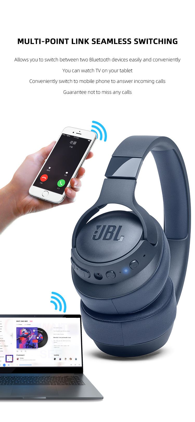 JBL TUNE 760NC Bluetooth Headphones with ANC | Hifi Media Store