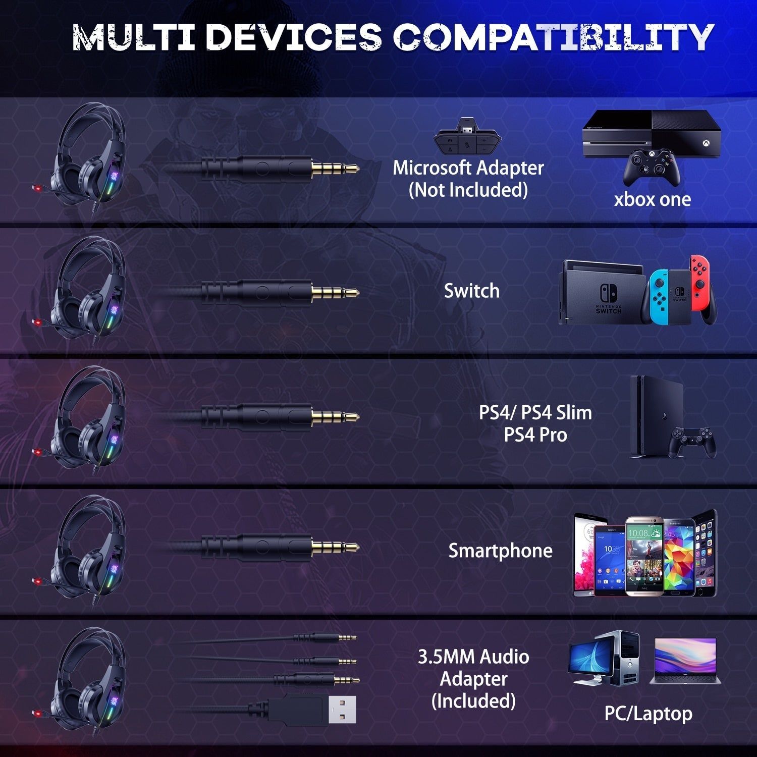 K16 Gaming Headphones with Microphone and LED Lights | Hifi Media Store