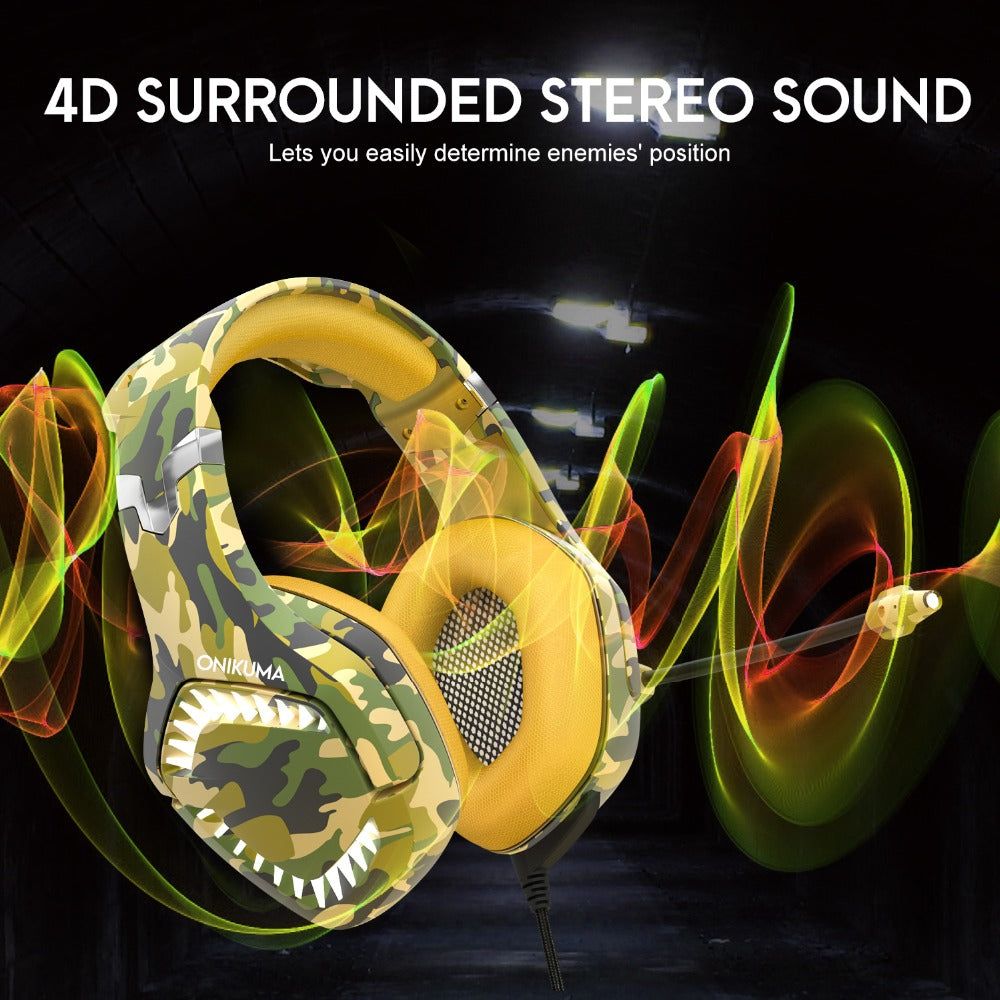 K1 Pro Camouflage Gaming Headset with LED Light | Hifi Media Store