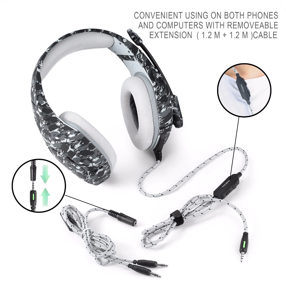 K1 Pro Camouflage Gaming Headset with LED Light | Hifi Media Store