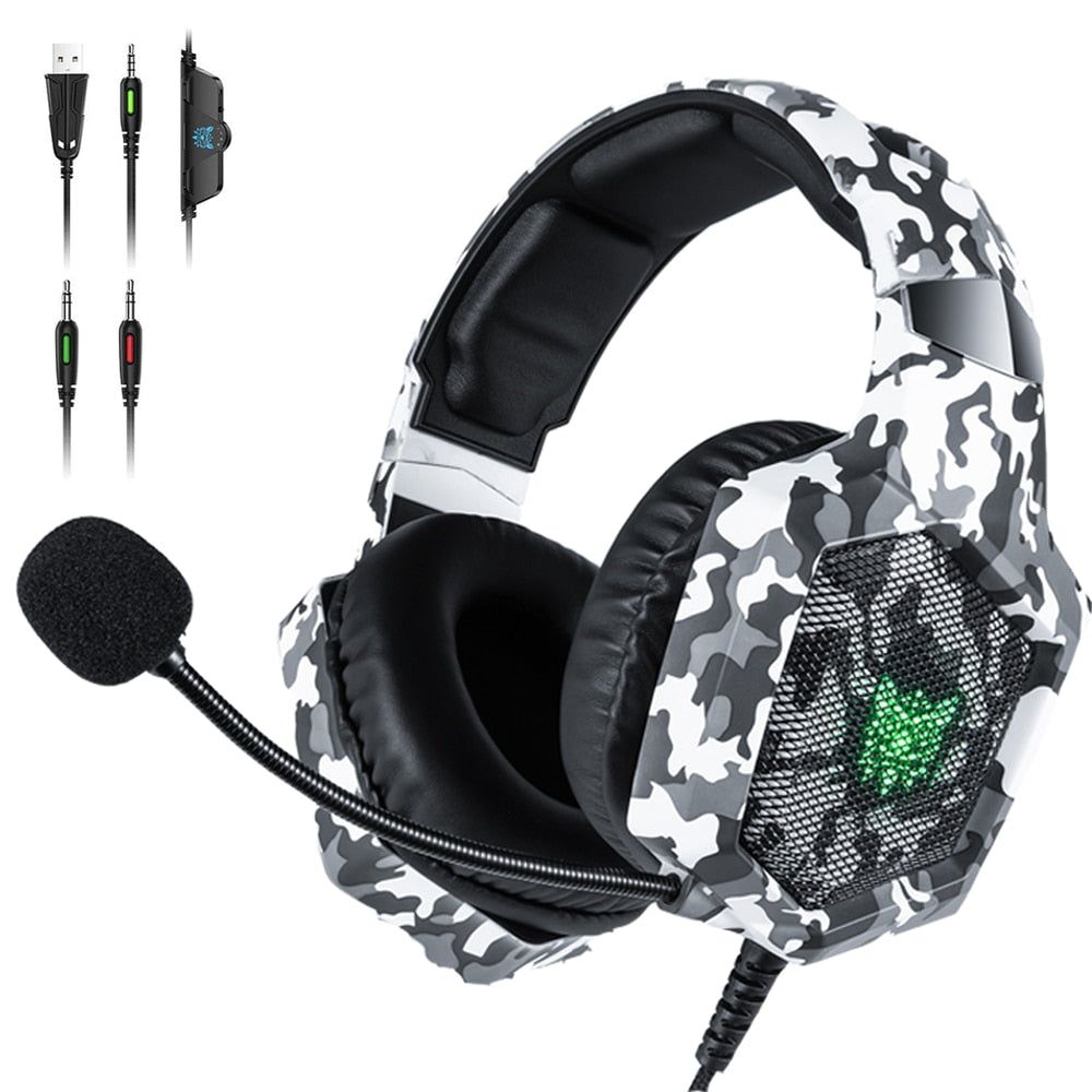 K8 Headset Camouflage Wired Stereo with LED Lights | Hifi Media Store