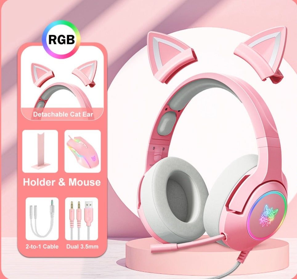 Auriculares para juegos K9 Cat con luz LED with Holder Mouse Global | Hifi Media Store