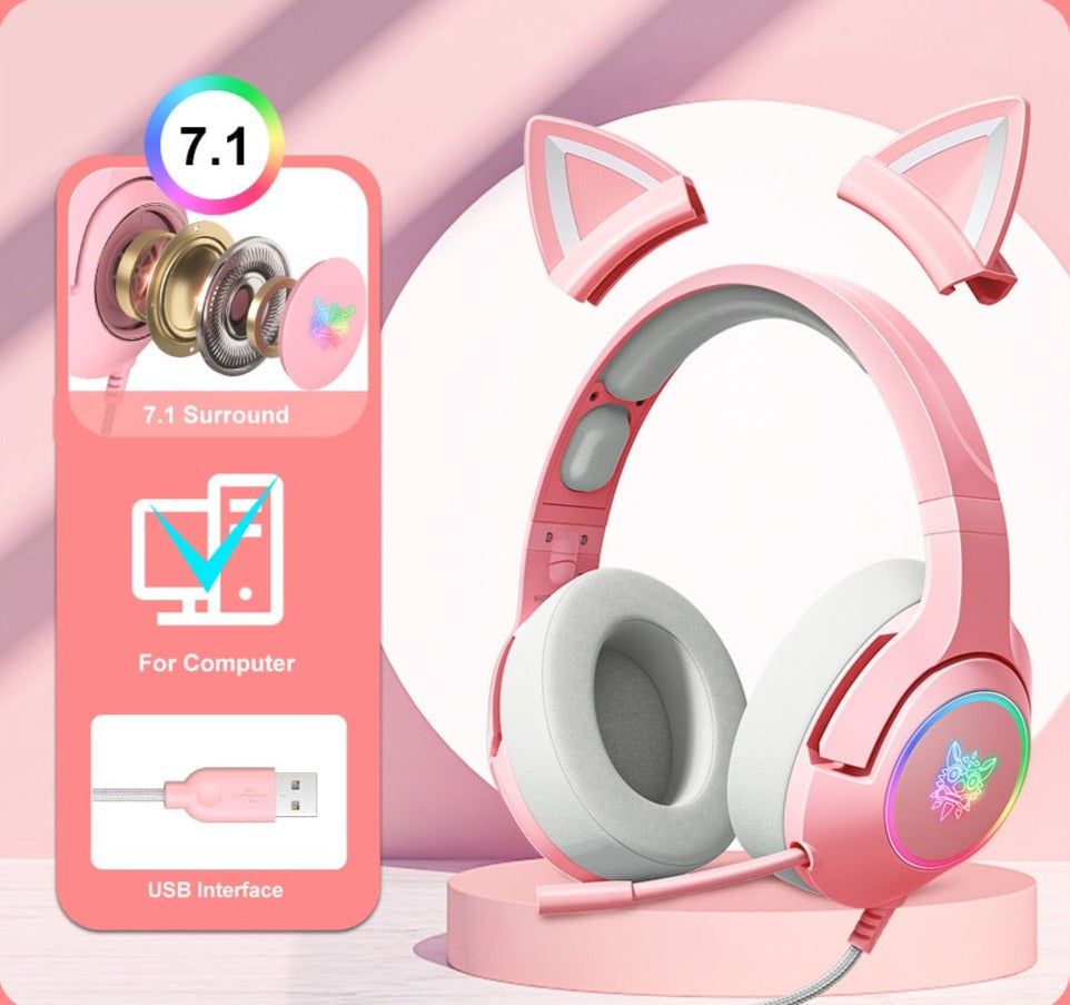 Auriculares para juegos K9 Cat con luz LED USB 7.1 Surround Global | Hifi Media Store