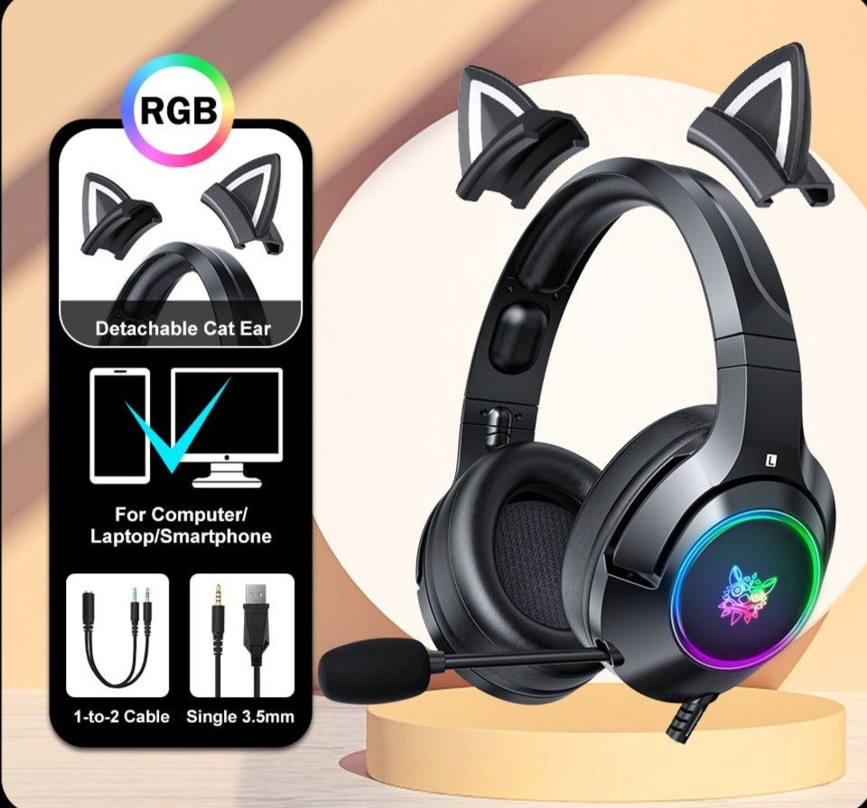 Auriculares para juegos K9 Cat con luz LED K9 Black 3.5mm Global | Hifi Media Store