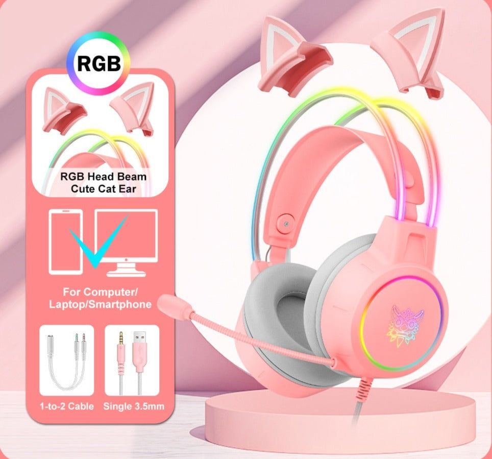 Auriculares para juegos K9 Cat con luz LED Upgrade with Cat Ear Global | Hifi Media Store