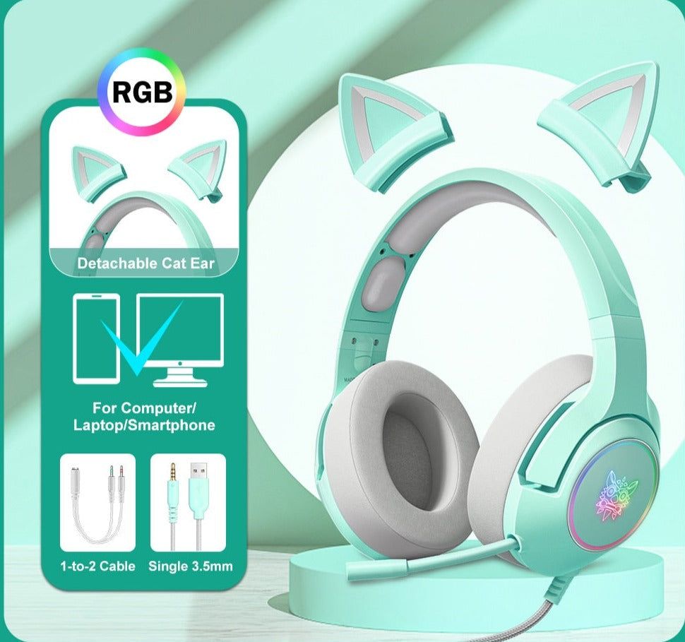 Auriculares para juegos K9 Cat con luz LED K9 Green 3.5mm Global | Hifi Media Store