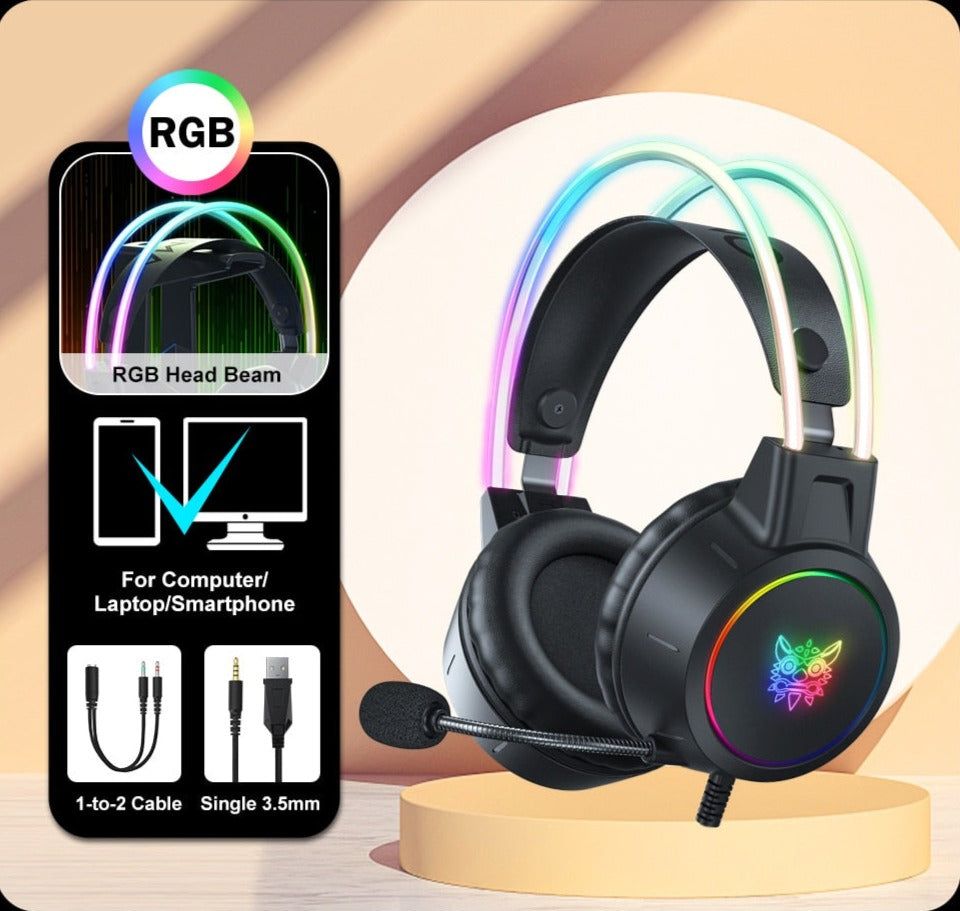Auriculares para juegos K9 Cat con luz LED Upgrade RGB Black Global | Hifi Media Store