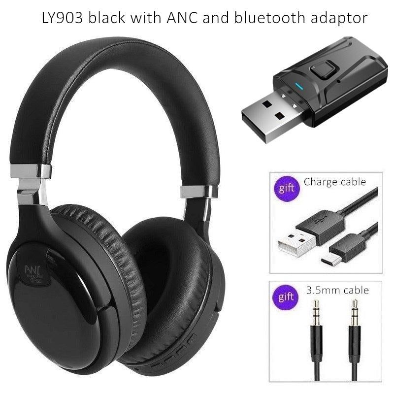 LY903 Wireless Headphone with Active Noise Cancelling and Bluetooth Adaptor 903 black with adaptor Global | Hifi Media Store