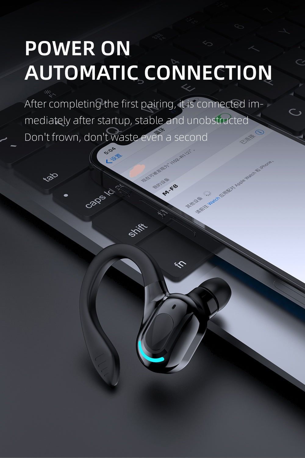 M-F8 Auricular Bluetooth con Gancho para la Oreja | Hifi Media Store