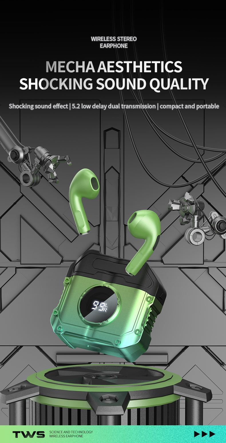 M2 Mech TWS Gaming Earbuds With Led Display | Hifi Media Store